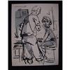 Image 1 : WPA Water Color Lady & Man Signed K Strange #2281789