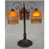 Image 1 : RETRO AMBER BEADED PARLOR LAMP / NEW LIGHTING #2282962
