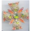 Image 1 : SALE Rhinestone Cross Pin Lime green and orange#2283109