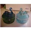 Image 1 : Powder Jars, Glass Swans;  (2) #2283958