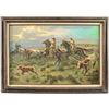 Image 1 : Longhorn Cattle Drive Scene R. Carson Oil Painting