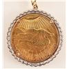 Image 2 : 14kt Gold & Diamond $20 Coin Bezel With Chain