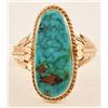 Image 7 : 14K Gold Turquoise Ring & Necklace