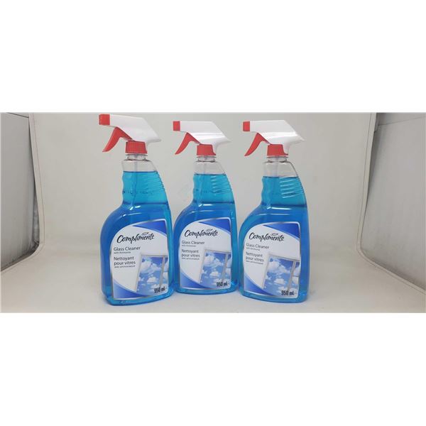 Compliments Glass Cleaner With Ammonia (3 X 950ML)