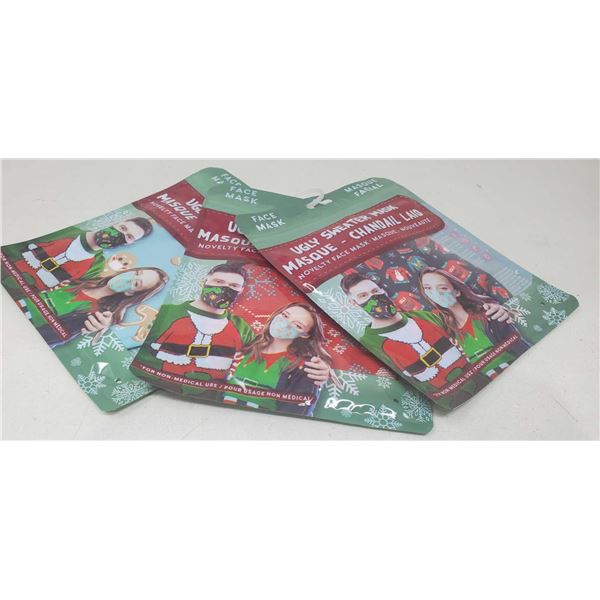 Ugly Christmas Sweater Masks Lot Of 3