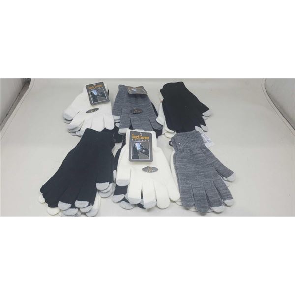 Lot of 6, 2 Pack Stretchy Gloves with Touch Screen Finger tip
