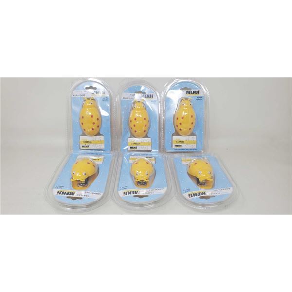 Lot of 6 Yellow Beetle Stapler