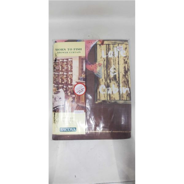 Bacova 100 Polyester Born to Fish Shower Curtain