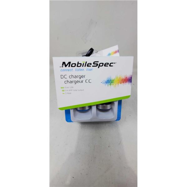 Mobile Spec 2 Pack Dual Port Car Charger Plug 2X3