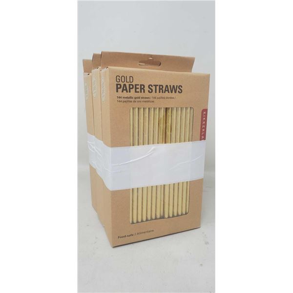 114 Gold Paper Straws X3