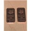 Image 1 : Canada Issue Fine copper .999 1 Gram Wafer Bars - Lot of 2