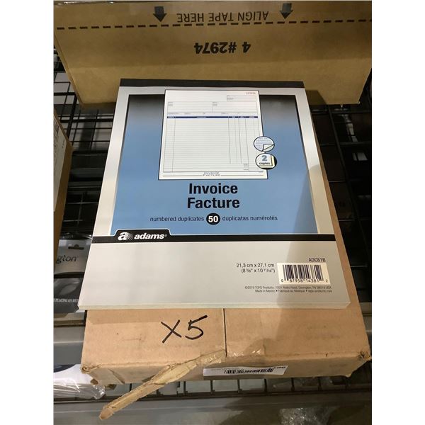 Numbered & Duplicated Invoice Books 5 X 50 pages 8" X 10"