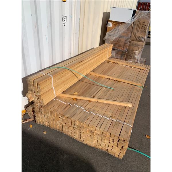Pallet lot of SPF 8 ft x 1 x 2 Strips - approx qty is 30 x 16 pcs- sold as one lot