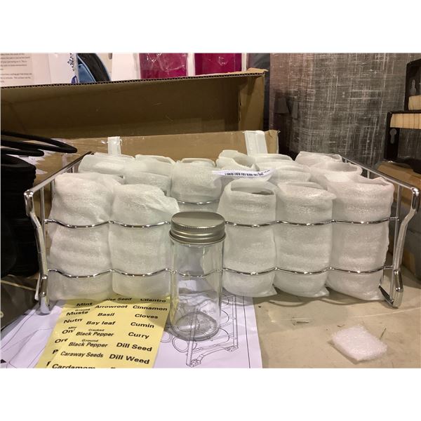 18 Jar Free standing  spice rack with Glass Jars & Labels