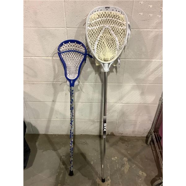 Set of 2 1 Adult 1 Youth sized Lacrosse Sticks
