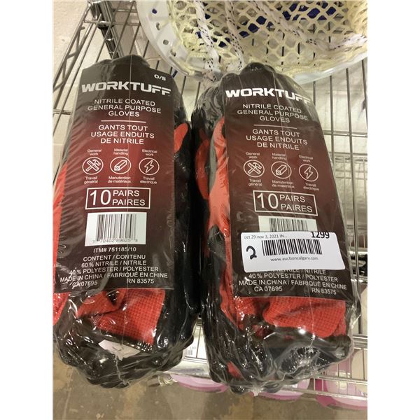 WorkTuff Nitrile Coated Gloves 10 Pair X 2 Packs