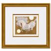 Image 1 : Guillaume Azoulay, "Etude LQRS" Framed Original Hand Colored Drawing with Hand Laid Gold Leaf, Hand 