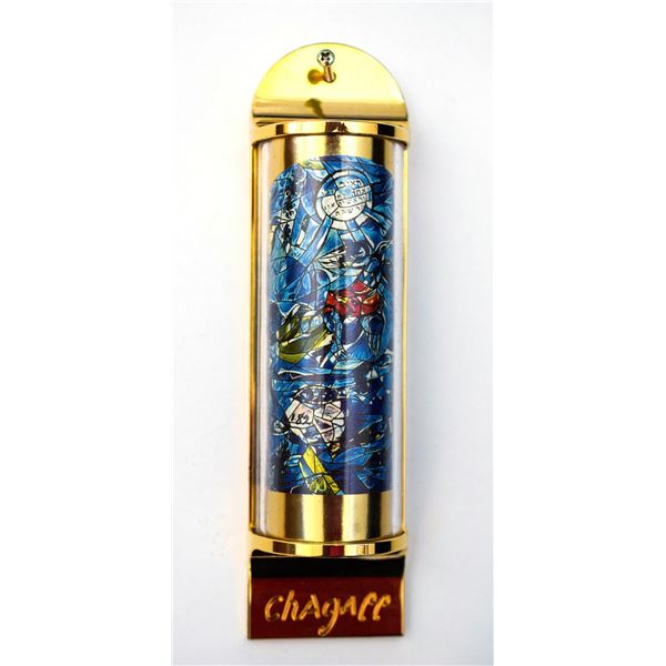 Marc Chagall - Mezuzah - silkscreen on 24K gold plated bronze "12 Tribes Hadassah Windows - Reuben"