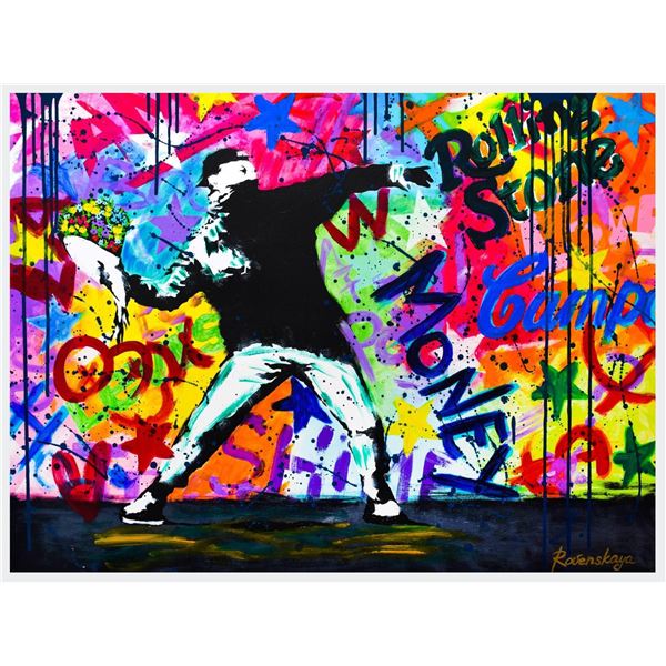 Nastya Rovenskaya- Mixed Media "Throwing Flowers"