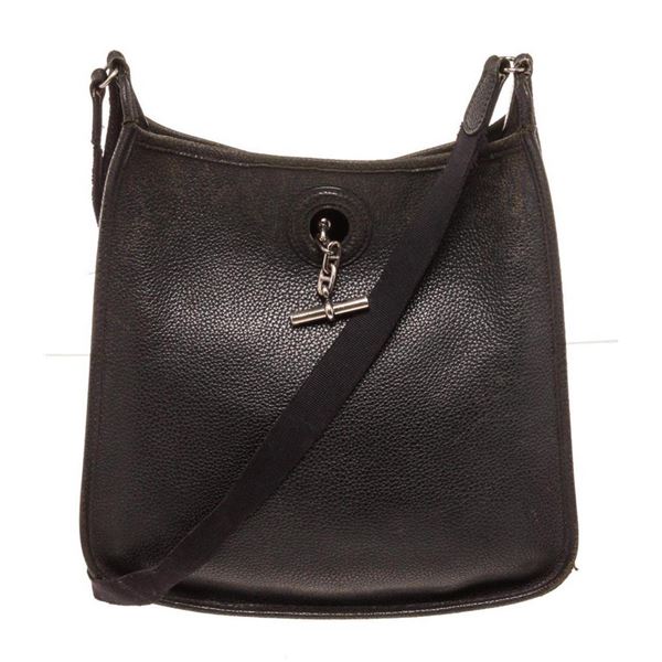 Hermes Black Leather Vespa PM Crossbody Bag