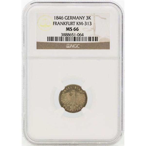 1846 Germany 3 Kreuzer Coin NGC MS66