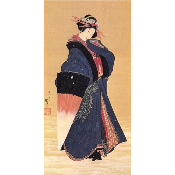 Hokusai - Beauty with Umbrella in the Snow