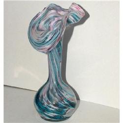Old Spatter Czech Glass Jack-in-Pulpit Vase  #2242186