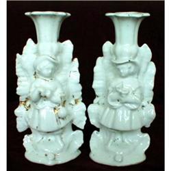 STAFFORDSHIRE Candlesticks Boy & Girl - ANTIQUE#2242625