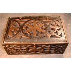 FOLK ART Box TRAMP Art SIGNED -Antique- #2242626