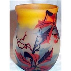 Hand Painted Art Glass Signed Vase #2242659