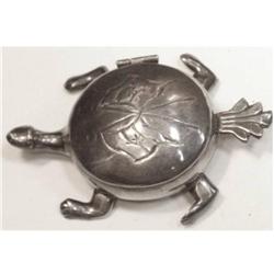 Vintage sterling pill trinket box TURTLE UNIQUE#2242805