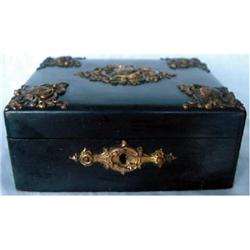 VICTORIAN EBONISED JEWEL BOX BRASS DECORATED #2243068