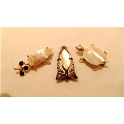 VINTAGE THREE MOTHER OF PEARL BROOCHES #2243109