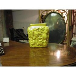 Haeger Molded mustard  yellow leaf vase - #2254257