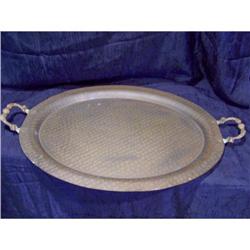 Large Antique Hammered Copper Tray with Handles#2254462