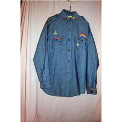 Vintage Decorated Chambray  Hippie Shirt #2254595