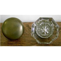 Vintage Doorknobs-Glass Octagon, Round Brass #2254640