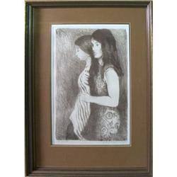 Framed Original lithograph Raphael Soyer S/N #2255005