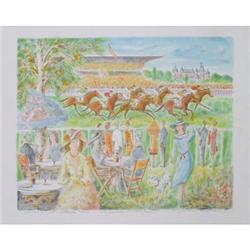 Jean Lareuse Le Courses a Longchamps Lithograph#2255626