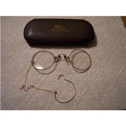 Antique Gold Eyeglasses with Ear Wire and Case #2255858