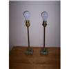 Pair of Brass? & Green Marble Dresser Lamps #2256083