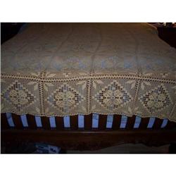 Gold Colored Crocheted Bedspread #2256161