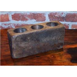 ANTIQUE WOOD SUGAR MOLD / MEXICO 3 HOLE CANDLE #2256266