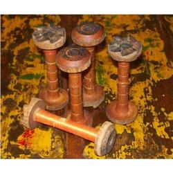 5 Vintage Wool Mill Bobbin GEAR Tops primitive #2256305