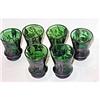 Image 1 : 6 VINTAGE HAND PAINTED GREEN GLASS SHOTGLASSES #2256365
