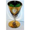 Image 1 : VINTAGE HAND PAINTED FLORAL GREEN CORDIAL GLASS#2256366