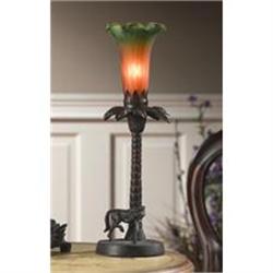 AMBER GREEN TULIP GLASS LAMP  #2256466