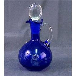 OVERLAY COBALT BLUE GLASS CRUET #2256468
