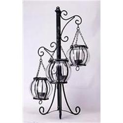 METAL CANDLE HOLDER W THREE GLASS GLOBES #2256555