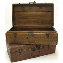 Antique 1920s early suitcase * wooden interior #2256562